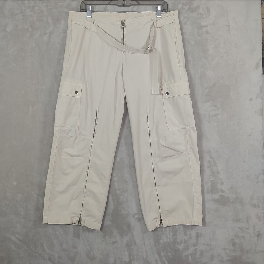 Women's Y2K Billy Blues Cargo Flight Pants Size 10 Cream Pockets Zipper Closure